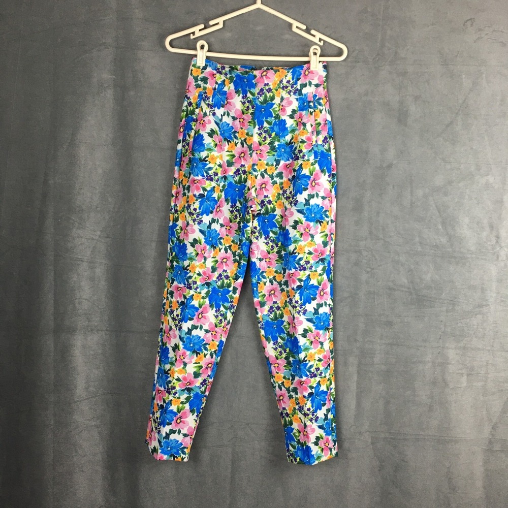Zara Floral High Waisted Slim Leg Pants NWT S Trousers multicolor Maximalist